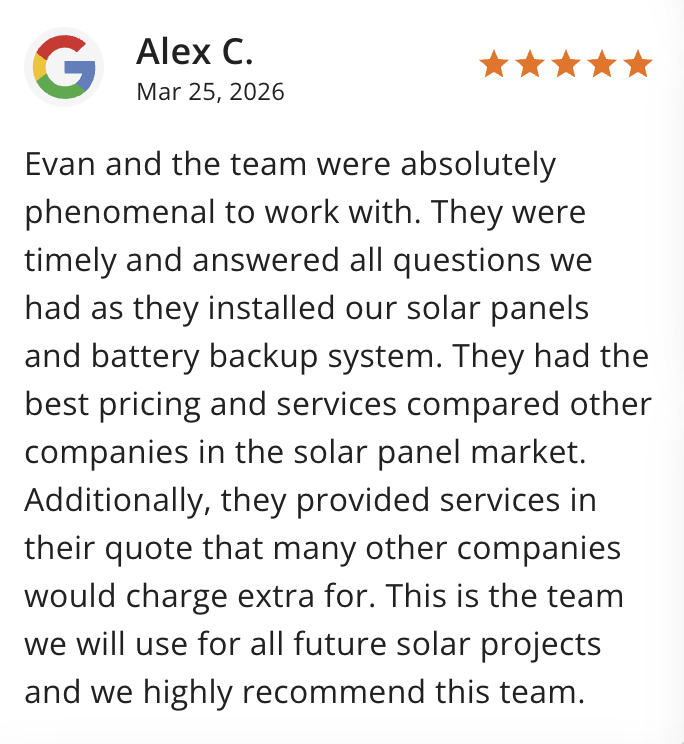 Google review from Alex C.